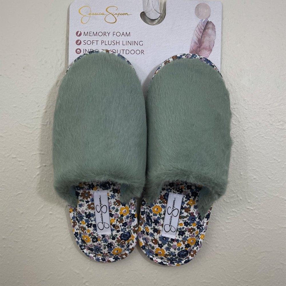 Jessica Simpson Sz M Memory Foam Floral Slide Slippers NWT